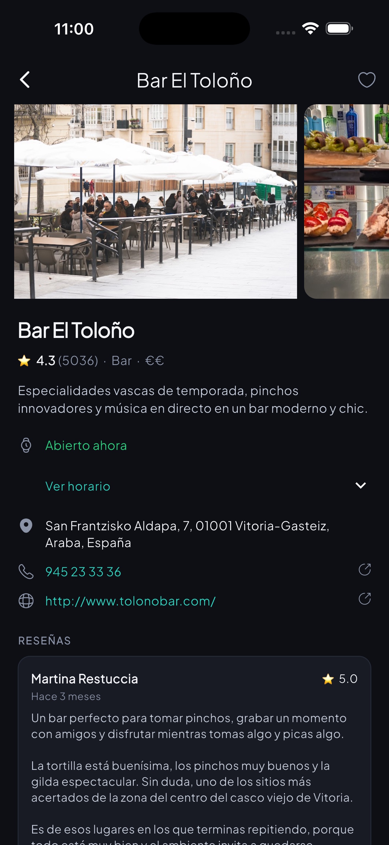 Detalle de un sitio en PlanApp